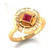 22K Gold cast red stoned ring